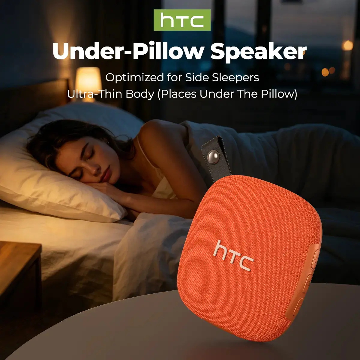 HTC WSO1 Bluetooth Sleep Speaker, White Noise Speaker Under Pillow, Helps You Fall Asleep Faster, Ultra-thin Body, Portable Wireless Bed Device, Compatible with Android and iOS Systems