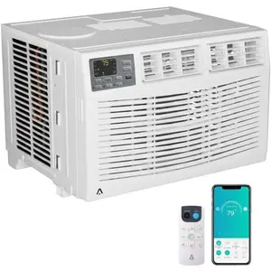 8,000 BTU Smart Air Conditioner Window Unit with Sleep Mode & Dehumidifier - Cools 350 Sq.Ft, 11.4 CEER Energy Efficient, 3 Fan Levels, Quiet Operation, Remote & Smart App, Easy Install, White