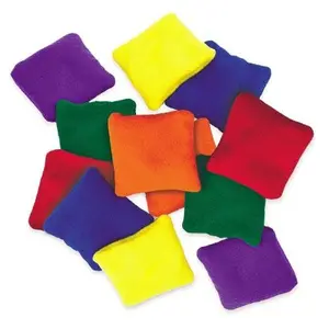 4 x 4 Inch Fleece Square Beanbags - Set of 6 Colors