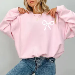 Bow Coquette Sweatshirt, Bow Minimalist Crewneck, Ribbon Sweatshirt, Aesthetic Trendy Pink Bow Sweatshirt, Coquette Shirt, Bow Crewneck Gift