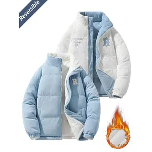 Men's Thick Warm Fleece Lined Stand Collar Jacket, Reversible Winter Outdoor Sports Coat, Machine Washable Polyester Fiber, Loose Fit, Ideal Christmas Gift, High-Quality Winter Men's Casual Jacket, Perfect for Holiday Gifting Menswear Striped(Sheets)