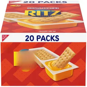 Handi-Snacks RITZ Crackers 'N Cheesy Dip Snack Packs, 20 Individually Packaged Salted Crackers with Real Cheese Dip, Perfect for School, Work, and Home, Portable and Convenient Snacks