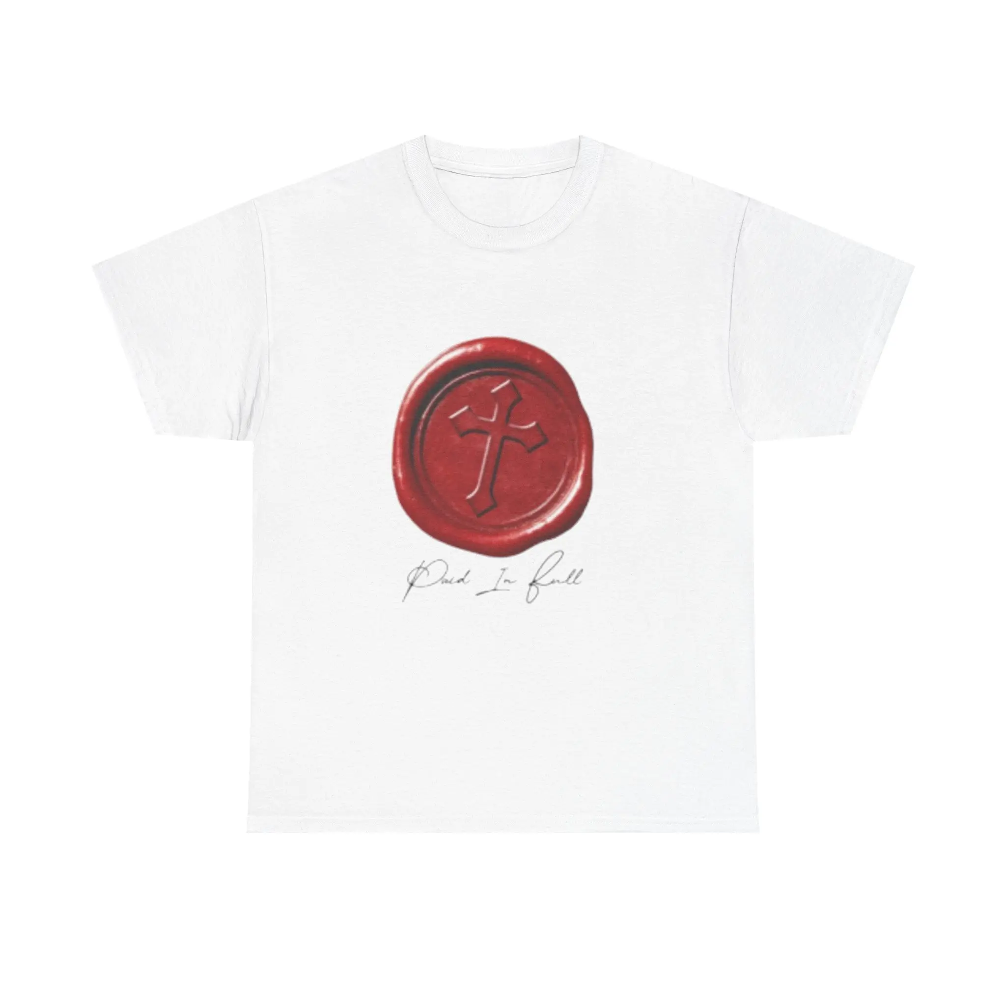 Red Wax Cross graphic tee | minimalist scripture design