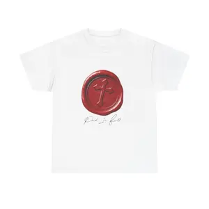 Red Wax Cross graphic tee | minimalist scripture design