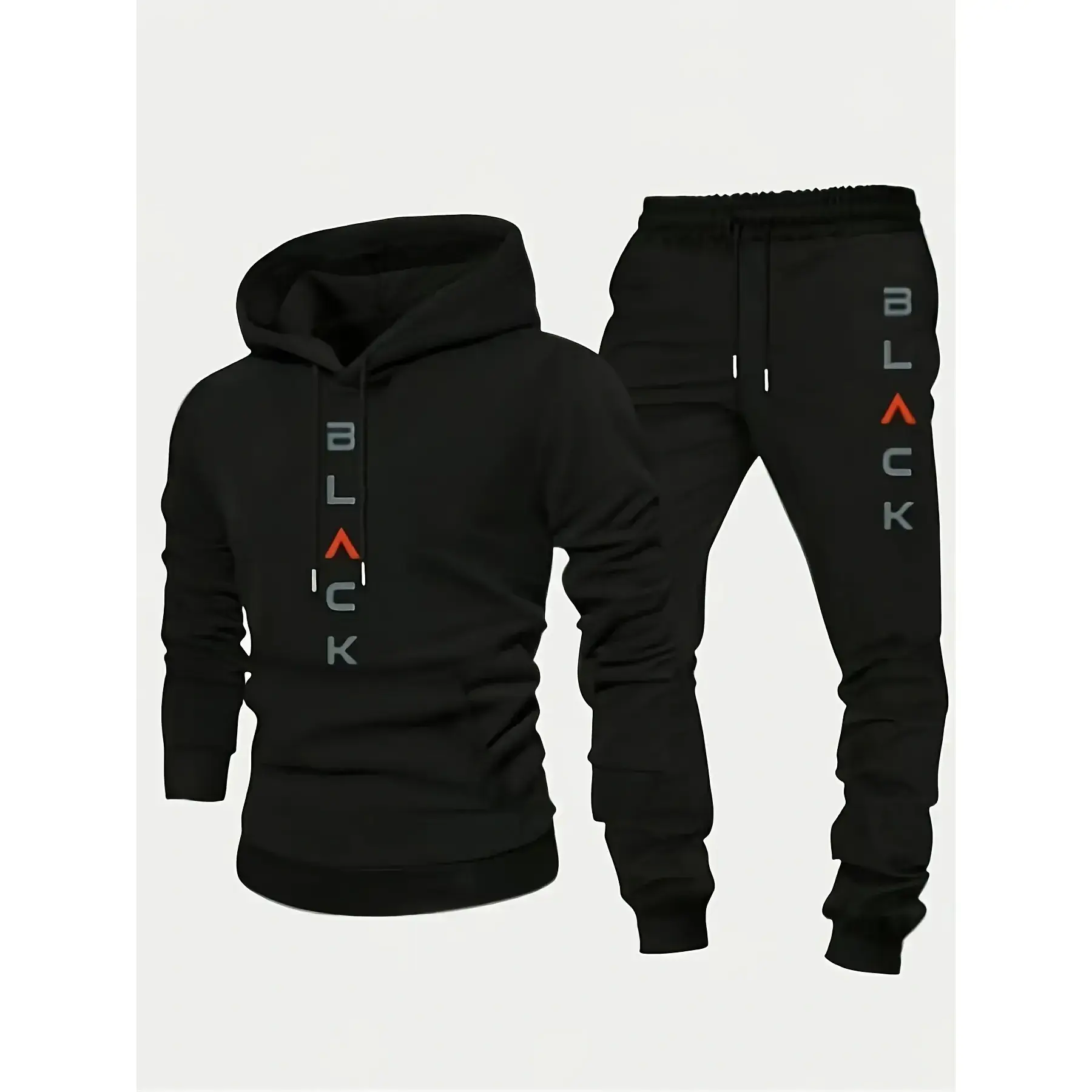 Men'S Complete Outfit - Stylish Hooded Sweatshirt & Joggers Set with "BLACK" Print, Gray Casual Streetwear, Long Pants, and Matching Hoodie, Perfect for Fall/Winter, Cozy Clothing | Sporty Look | Nonstretch Fabric Men'S Complete Outfit - Stylish Hooded Sweatshirt & Joggers Set with "BLACK" Print, Gray Casual Streetwear, Long Pants, and Matching Hoodie, Perfect for Fall/Winter, Cozy Clothing | Sporty Look | Nonstretch Fabric