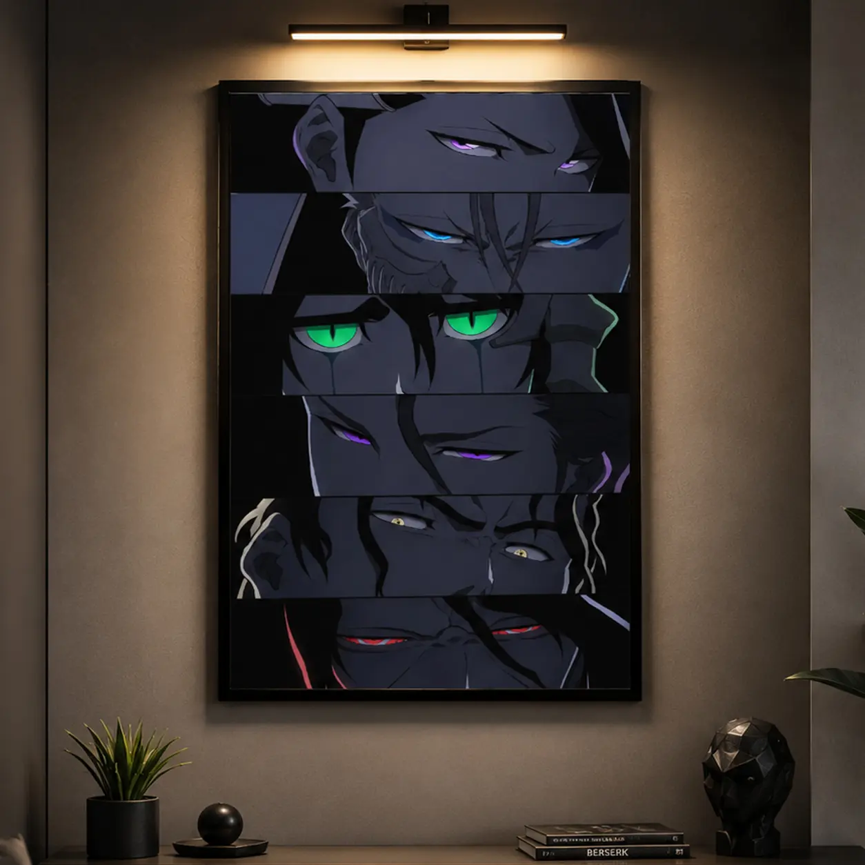Bleach Anime Villains' Eyes Collage Poster - Canvas Wall Art Print, Modern Aesthetic Home Decor, Bedroom Decor, Gift for Anime Fans