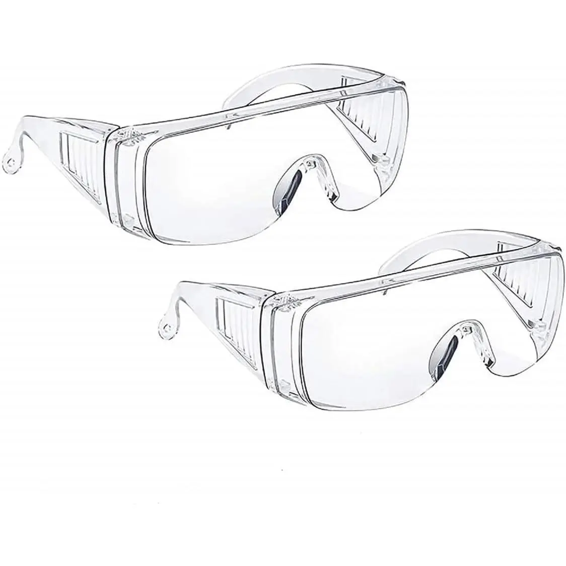 Safety Glasses (2 Pack) Anti Fog & Shattered Proof, ANSI Z87.1 & EN 166 UV Resistant & Eye Safety Goggles, Wide Eye Shield Scratch Resistant Best Eye Cover from elements EyeClear over Glasses Construction Gear Protector