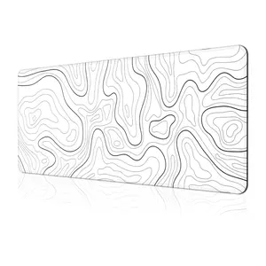 Large Mouse Pad Gaming Mousepad XL Minimalist Topographic Map Desk Mat Mouse Pad Long 31.5x11.8 in Extended Big White Mouse Pad Waterproof Desk Pad with Non-Slip Base and Stitched Edges for Computer