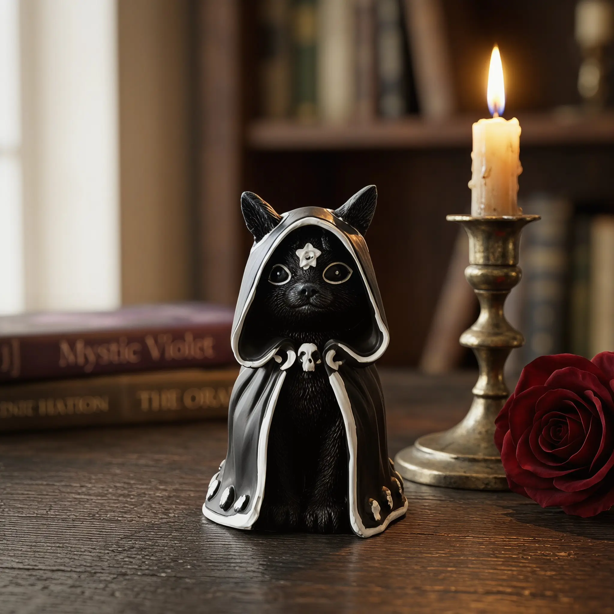Cat Wizard Statue with Cape, Resin Craft, Resin Figurine Statue, Resin Sculptures, Home Decor, Halloween Ornament, Desktop Mini Sculpture, Gift Idea