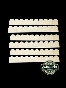 Laser-Cut Scalloped Birch Plywood Trim: DIY Wall Decor, 6 Pieces