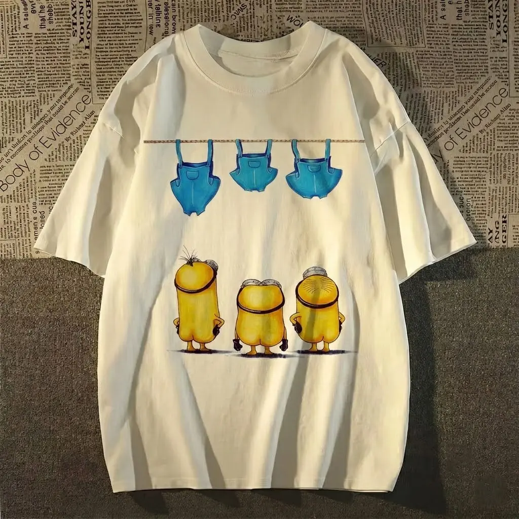 Funny Cartoon Minion Friends Graphic T-Shirt, Cute Laundry Day Tee, Unisex Humor Shirt, Off White Tee
