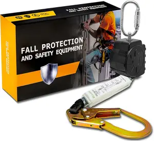 Fall Protection Retractable Lanyard - 6FT Self Retracting Lifeline Construction Lanyard Fall Arrest Safety Roofing Heavy Duty Leading Positioning ANSI OSHA Class(Large Hook)
