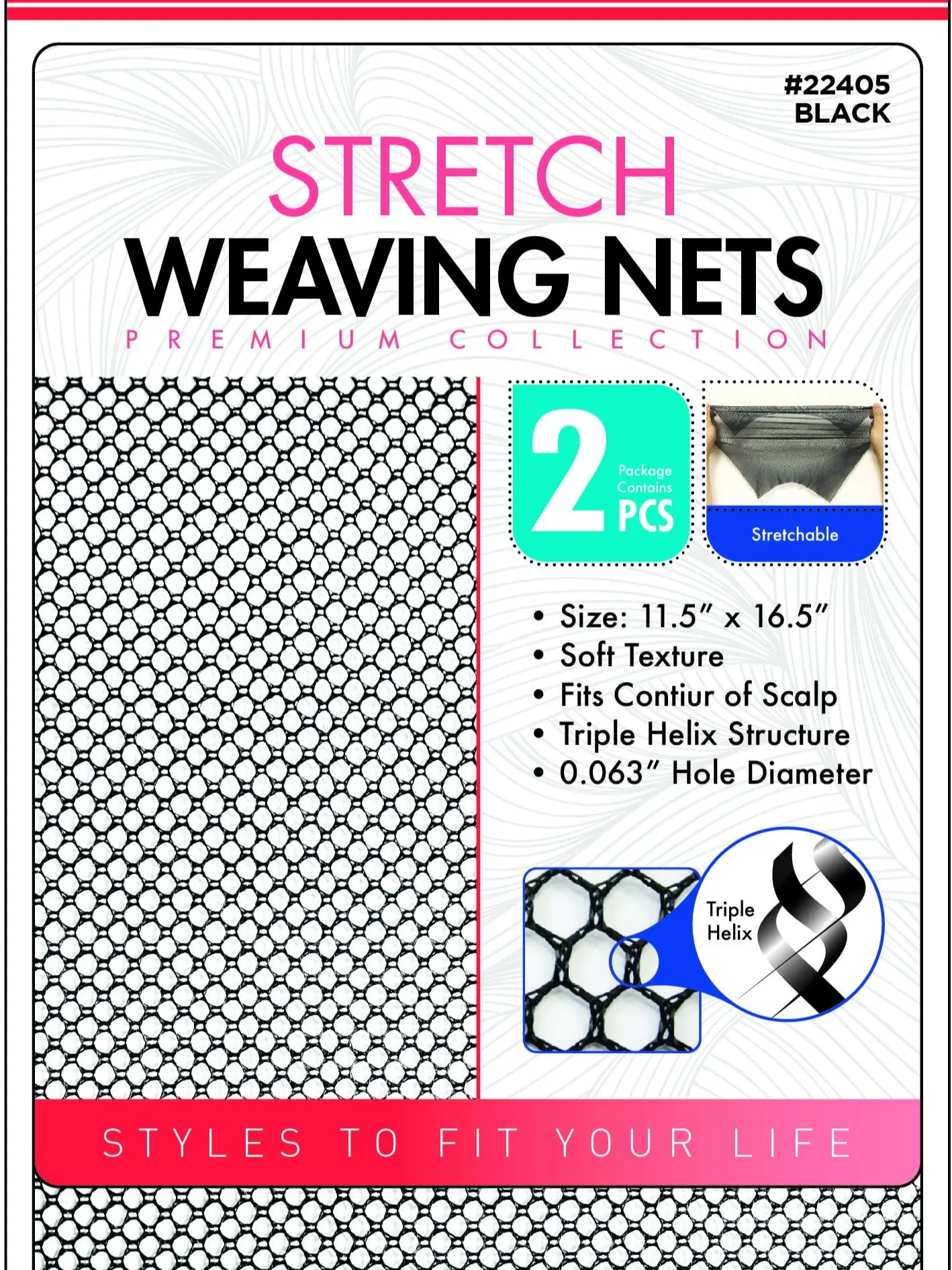 DONNA Stretch Weaving Nets 2 Pack – Flexible Triple Helix Hair Net for Sew-in Weave Styles, Soft & Stretchable Mesh Fits Scalp Contour, Durable Weave Net Cap for Braiding, Professional or Home Use