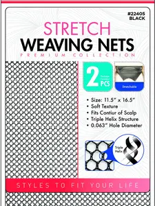 DONNA Stretch Weaving Nets 2 Pack – Flexible Triple Helix Hair Net for Sew-in Weave Styles, Soft & Stretchable Mesh Fits Scalp Contour, Durable Weave Net Cap for Braiding, Professional or Home Use