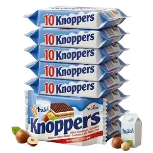 Storck Knoppers Milk & Hazelnut Wafer 10-Piece Value Pack 250g Authentic European Imported Snack with Chocolate Flavor