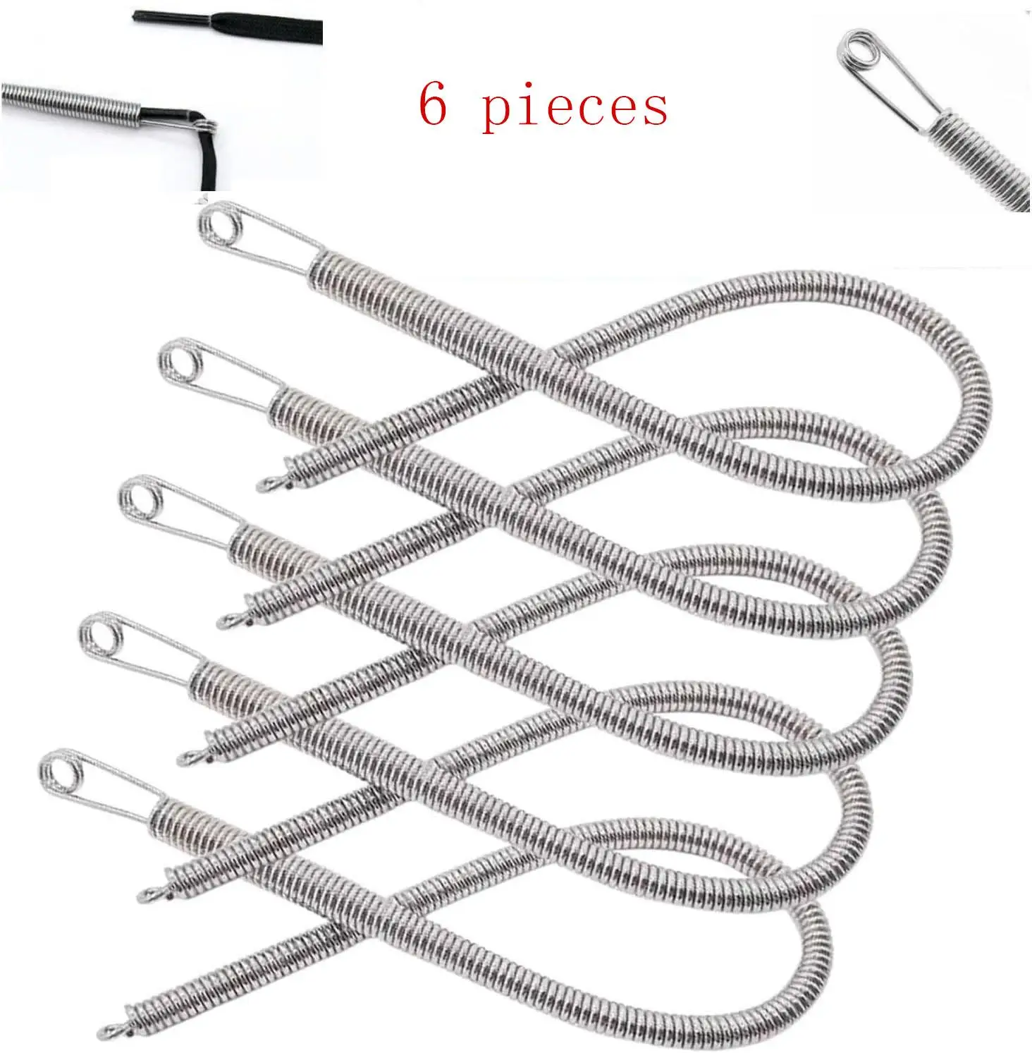 Spring Drawstring Needle Threader Set - 6 pcs Replacement with Easy Tool for Hoodies 20 gauge