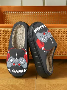 Gamer Essential Plush Slippers, Home Footwear, Comfortable Warm Gaming Shoes, Stylish Casual Footwear for Winter, Less Than Ankle Height