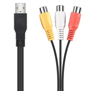 1Pc Usb Male Plug To 3 Female Adapter Audio Converter Video Av A/V Cable Usb To Cable For Hdtv Tv Television Wire Cord