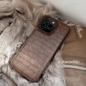 Luxury Fashion Retro Crocodile Imitation leather Texture Protective Phone Case Suitable for iPhone 17 Pro 11 12 13 14 15 16 Pro Max