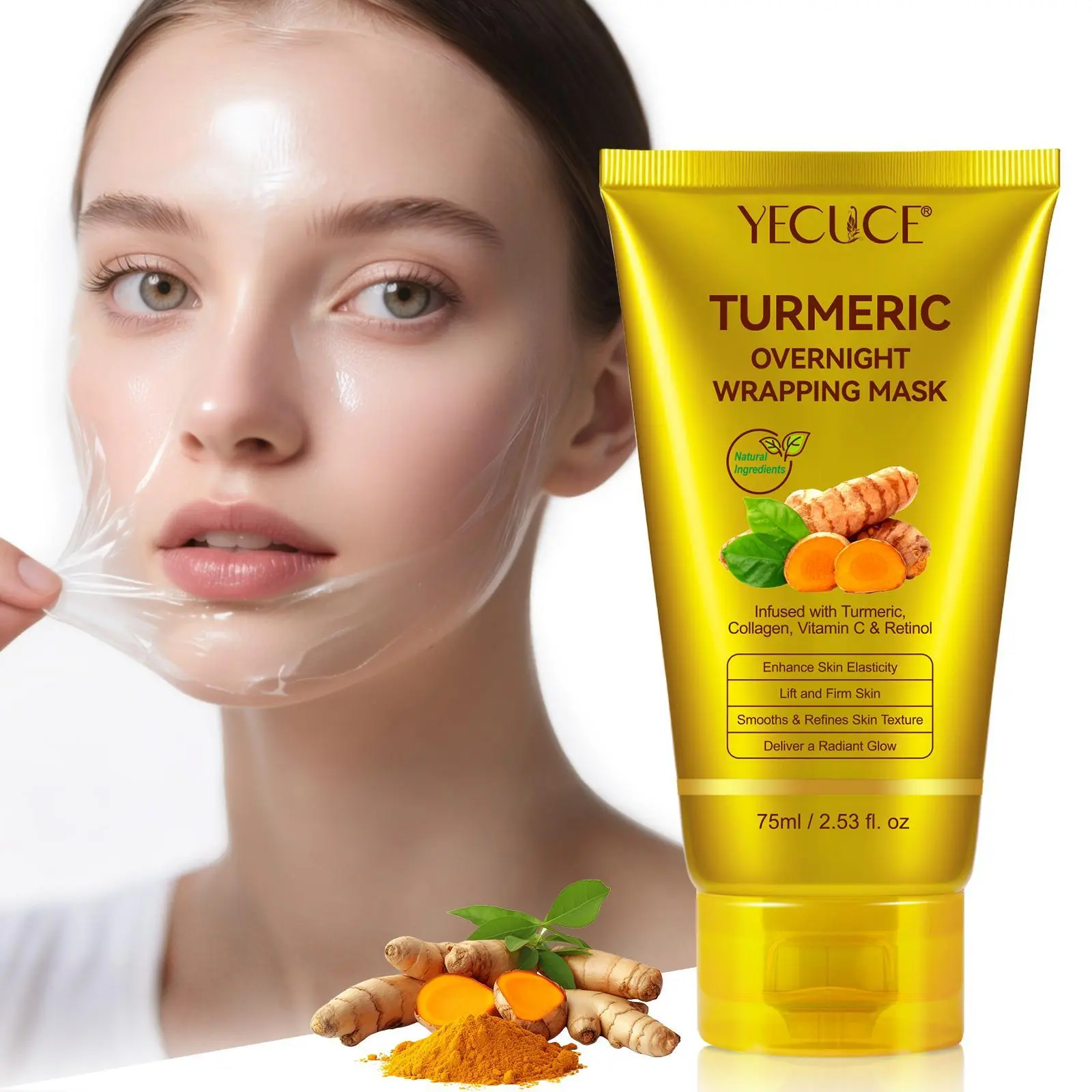 Turmeric Collagen Overnight Sleeping Mask, Moisturizing Facial Mask, Hydrating Lifting and Firming Facial Mask, Face Care Product for Women & Men
