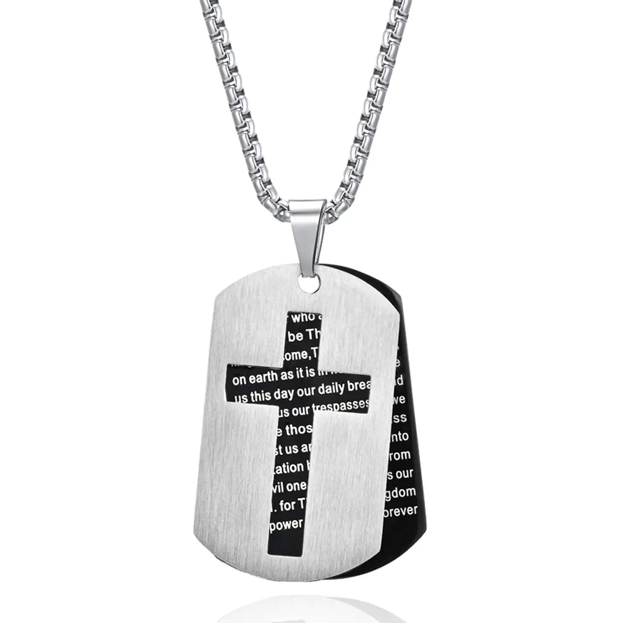 18-24 inch multi size double-layer dog tag stainless steel men's necklace, using a box chain necklace, for personalized faith jewelry gifts