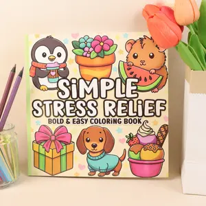 Cute & Cozy Stress Relief Coloring Book: Bold, Easy-to-Color Pages Featuring Kawaii Animals, Sweet Treats & Cheerful Designs – The Perfect Way to De-Stress, Boost Your Mood, and Enjoy a Fun, Creative Hobby