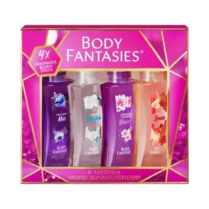 Body Fantasies Signature 4-Piece Fragrance Gift Set - 4 Unique Body Sprays for Long-Lasting Refreshing Scents, Ideal for Gifting & Personal Use Daily Comfort