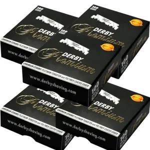 500 "Derby Premium" Single Edge pre cut Half Razor Blades for Barber straight razors shaving Beard line up Neck Nape Cleaning Hair ideal for Barber shops & Salons
