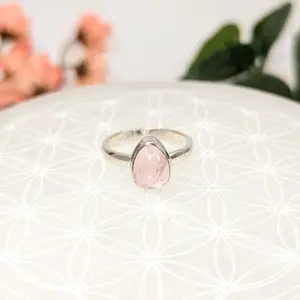 Pink Morganite Teardrop Silver Ring Sz 7.75 Pink Morganite Sz 7.75 Teardrop Ring S.S. #LV8250