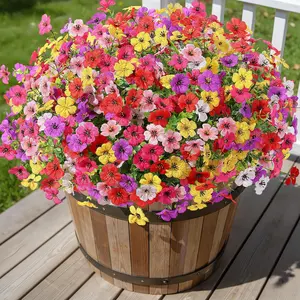 24 Bundles Lightweight UV-Resistant Silk Faux Daisy Artificial Flowers, Decorative Outdoor Ornaments, Fake Plastic Plants for Spring Home Decoration