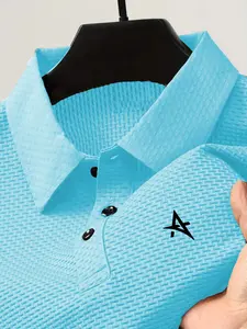 Men's Summer Golf Shirt, Quick-Dry Breathable Casual Athletic Fitted Short Sleeve Top, Thin Kint Fabric, Ideal for Sports & Outdoor Activities