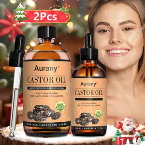 Aurany Castor Oil - 100ml & 30ml - Moisturizing & Nourishing - Unisex Formula - Essential Nutrient - Natural Beauty Care - Gift Set for Christmas or Halloween - Argan