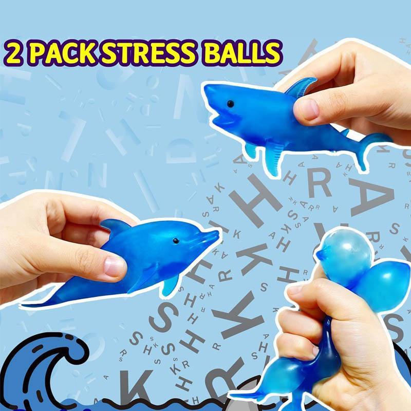 Squishy Shark Stress Balls Dolphin Squeeze Ball Stretchy Stress Squish Ball Sea Animal Squeeze Squishy Toys for Kids Adults #YYC