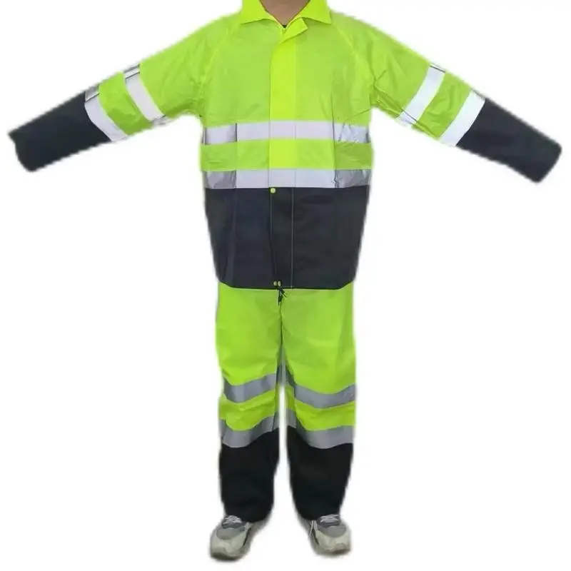 Rain Gear with Pant High Visibility Reflective Safety Jacket and pants Set for Outdoor Use Waterproof Raincoat Rainy Days Rainproof