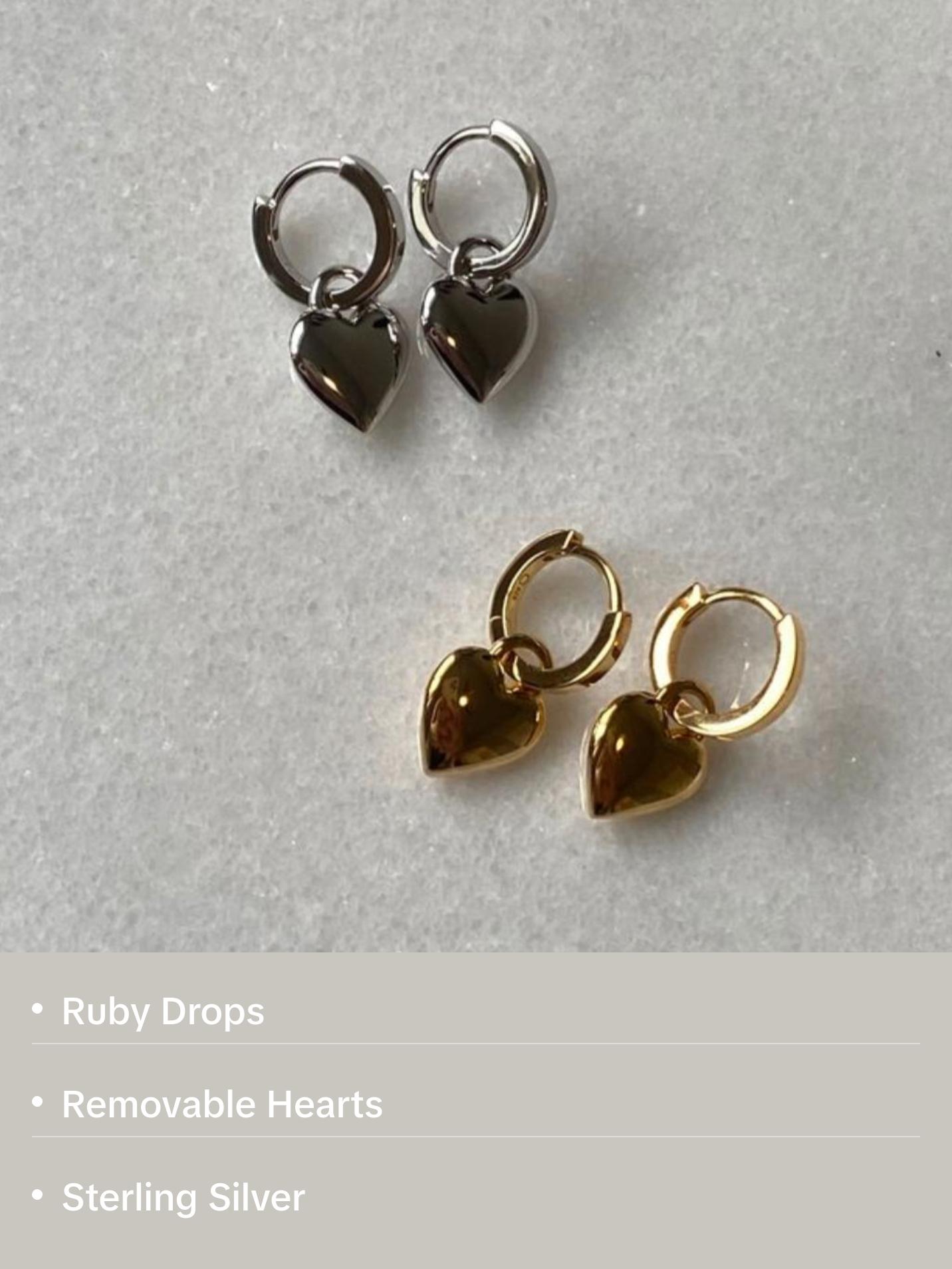 Huggie Heart Drop Earrings
