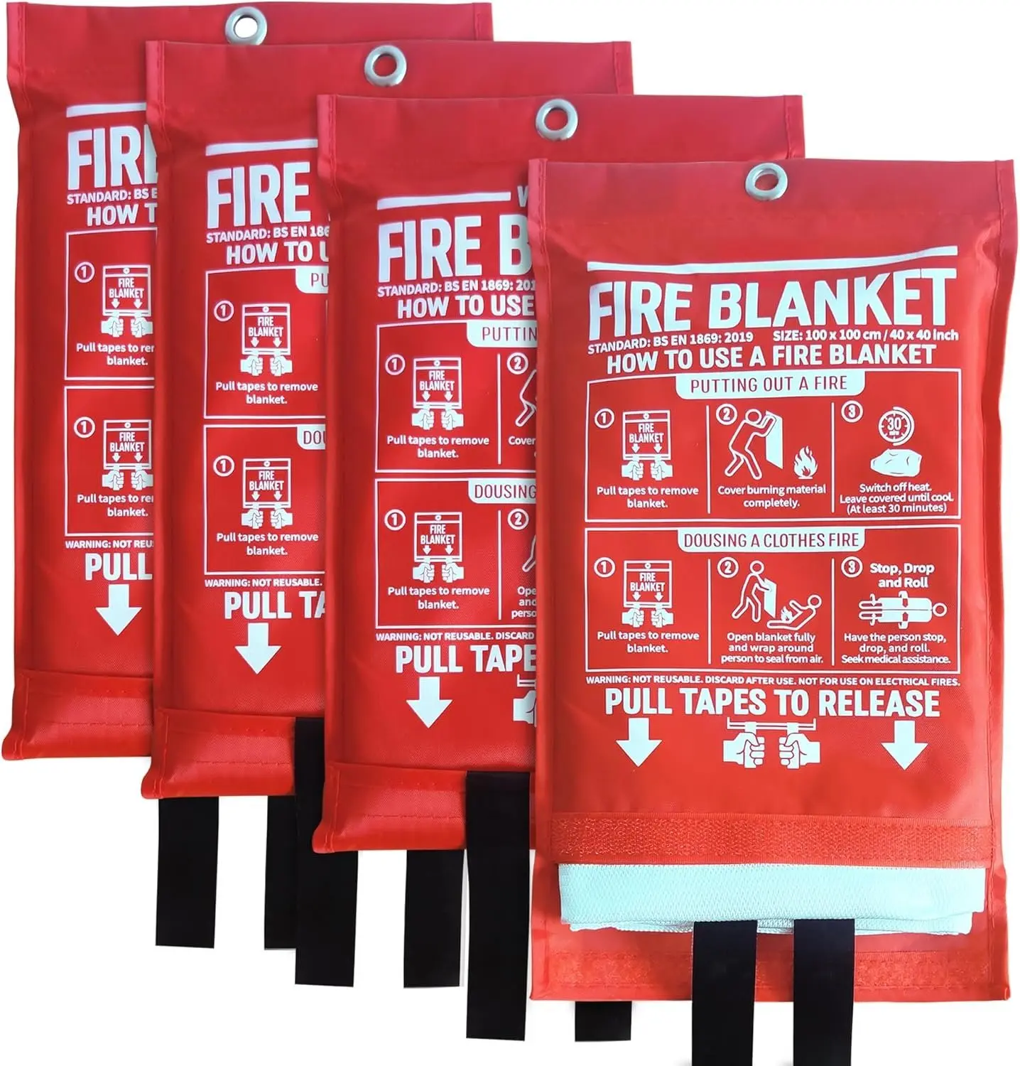 Fire Blanket for  and Kitchen,40" x 40",4 Pack, Fire Blanket