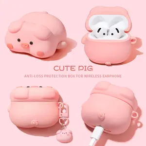 2025 Cute Kawaii 3D Pig Cover for AirPods 4 Case Cartoon Cute Earphone Case for AirPods Pro 2 3 Charging Cover Piggy Soft Case Protection