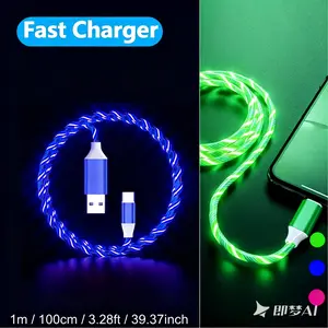 LED Glowing USB to Type-C Fast Charging Cable, Compatible with iPhone 16 Series, S25/s24/s23/s22/s21/s20 Ultra Plus Series