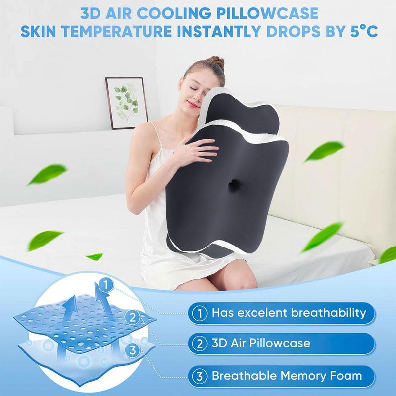 Memory Cotton Neck Pillow, Soft Ergonomic Support for Side Sleepers and Back Sleepers, Comfortable Sleeping Pillow for Better Sleep