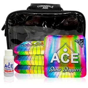 Show Stoppers Rainbow Cornhole Bag Kit | 4 Bags + Break-In Kit + Carry Case