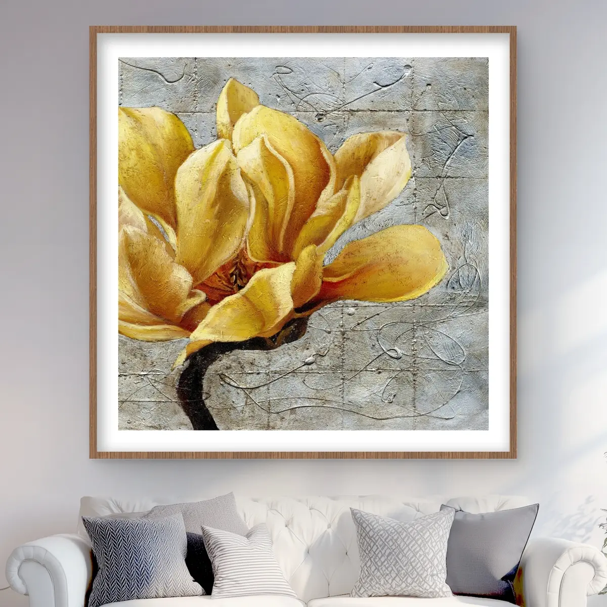 Begin Home Decor C1FM48486KR1KO 48 x 48 in. Flower of Life - Beige Framed Matted Print Wall Art - Home Decor