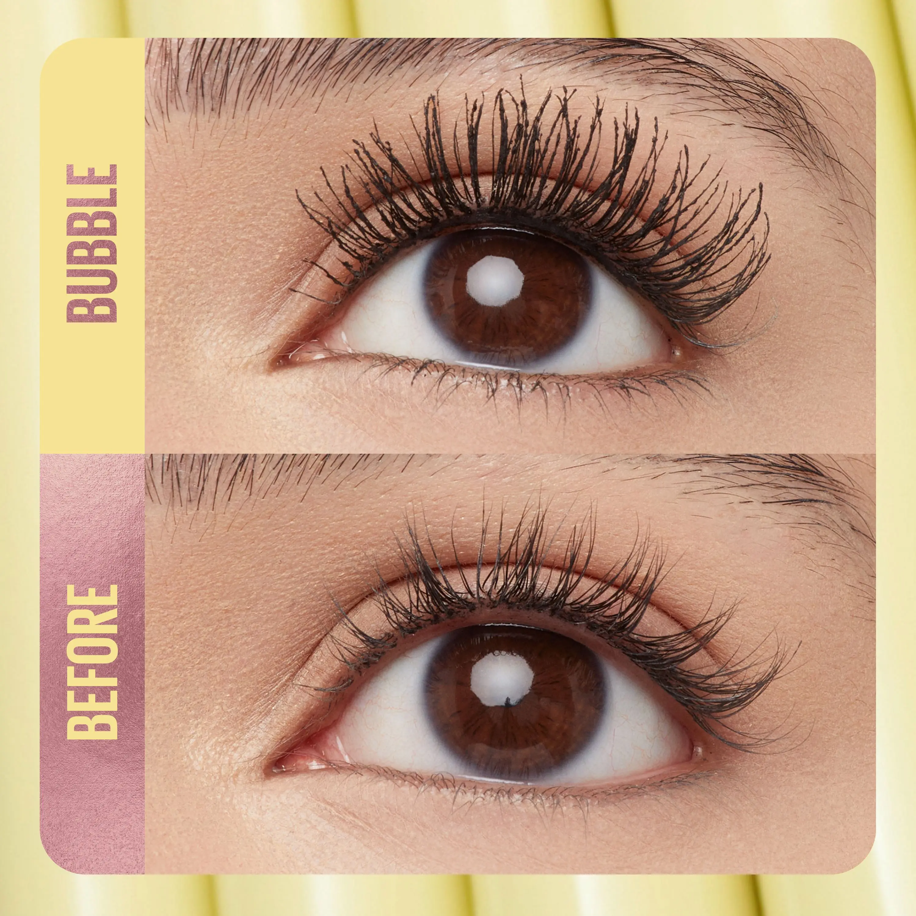Before and after mascara result