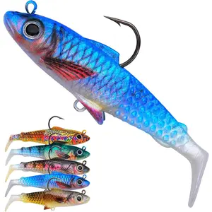 Fishing Soft Plastic Lures - Pre-Rigged Soft Fishing Lures -  Action Swimbaits with Spinner - Fishing Gear for Bass Trout Walleye, Crappie Fishing Jigs