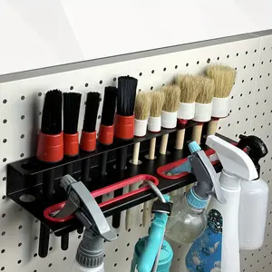 Wall-Mounted Car Detailing Brush Holder - Durable metal storage rack for spray bottles and cleaning tools, space-saving, car detailing, garage accessories, practical rack, easy-to-install garage accessory