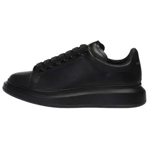 Alexander McQueen Oversized Sneaker 'Pure Black' - Smooth Black Calf Leather with Round Toe & Perforated Pores (men)