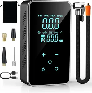 Tire Inflator Portable Air Compressor, 150PSI Tire Inflator with Pressure Gauge, with Digital Gauge, Touchscreen Auto Shut-Off，3X Faster Air Pump for Car, Blike, Motorcycle, Ball and More，LED Light for Car