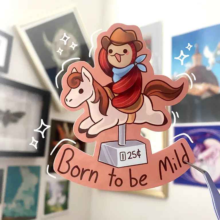 Cowboy Teddy Bear Sticker | Cute Cowboy Sticker | Born to be mild sticker | Cute bear sticker | Glossy, Vinyl Sticker |