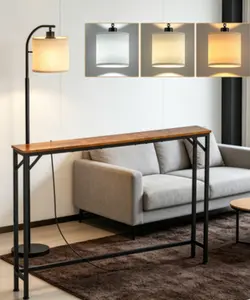 Slim Console Table with Built-in Power Outlet, Narrow Behind-Sofa Accent Table Equipped with 3-Color Adjustable Lighting, Couch Back Console Featuring LED Bulbs with Three Color Temperatures, Suitable for Living Rooms, Bedrooms, Entryways and Hallways