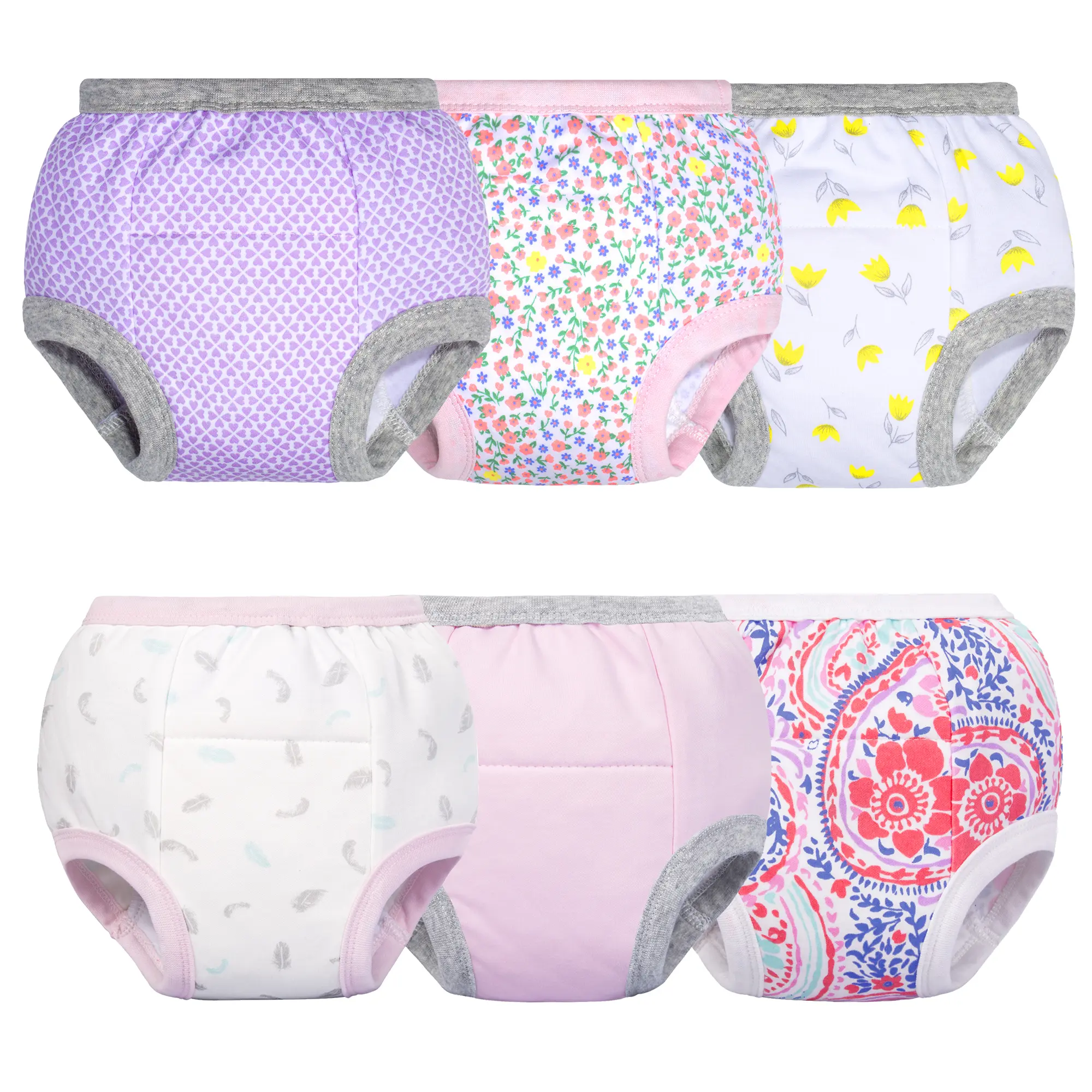 Big Elephant 6‑Pack Unisex Potty Training Pants for Toddler Boys & Girls, 100% Cotton Limited Light Absorbency Training Underwear