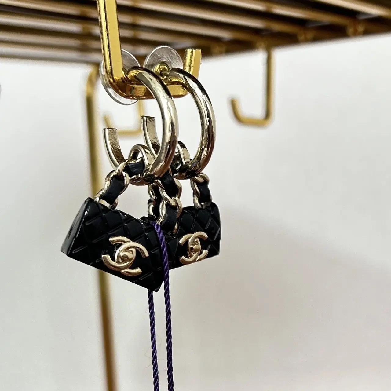 Pre-owned Chanel Turnlock Flap Bag Dangle Hoop Earrings qiqimq033